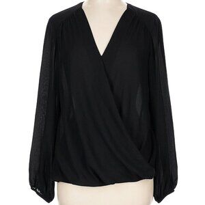 I.N.C. International Concepts Women's Long Sleeve Surplice Blouse - XL Black NWT